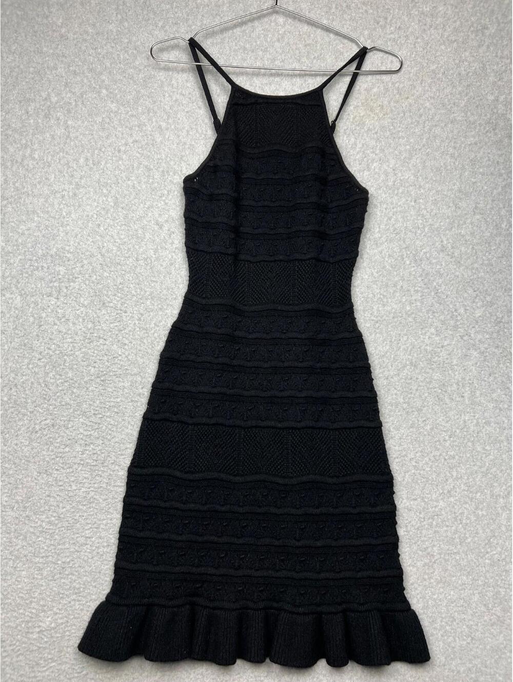 Vintage Y2K 90S Bebe Women's Boho Fairy Festival Crochet Dress Size Xs Black